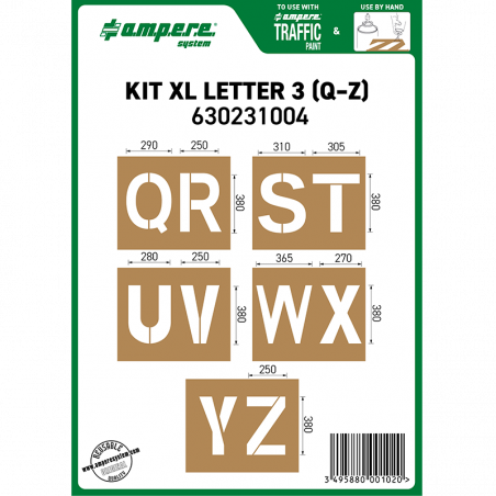 Szablony LITERY XL Q-Z 38 cm